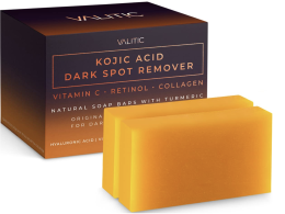 VALITIC Kojic Acid Dark Spot Remover Soap Bars with Vitamin C, Retinol, Collagen, Turmeric - Original Japanese Complex Infused with Hyaluronic Acid, Vitamin E, Shea Butter, Castile Olive Oil (2 Pack)